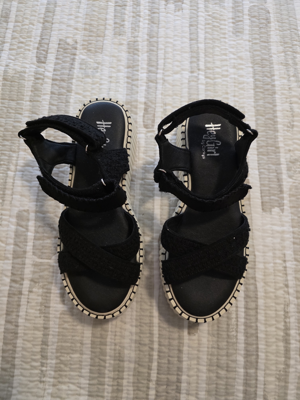 Corkys Black Strappy Velcro Sandals